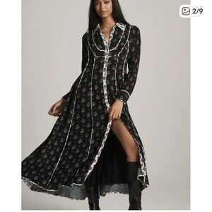 Anthropologie long sleeve midi shirt dress in Garden Rose Print. Size L